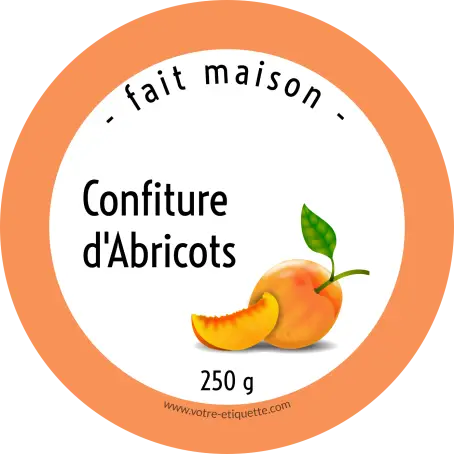 Étiquette personnalisée pour confiture maison d’abricots au design fruité