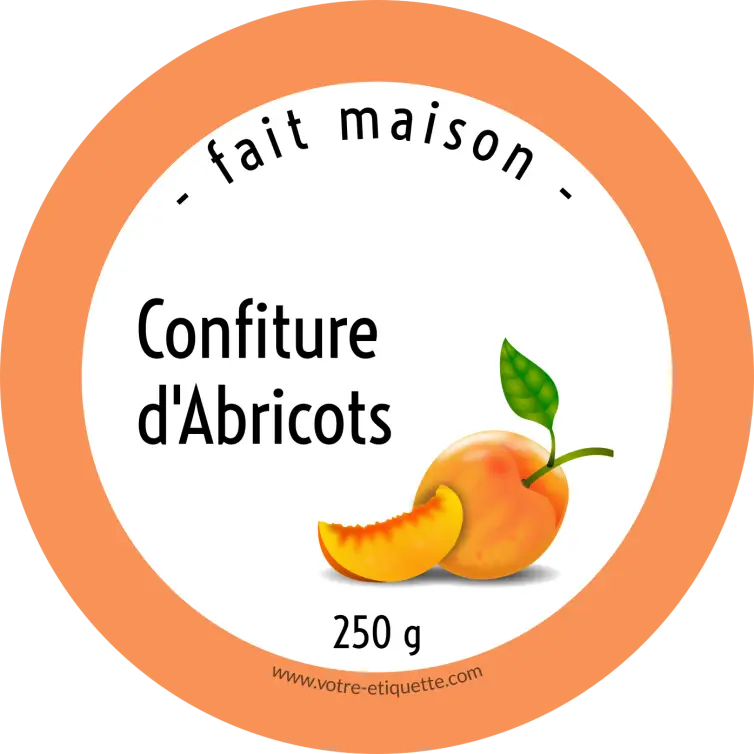 Étiquette personnalisée pour confiture maison d’abricots au design fruité