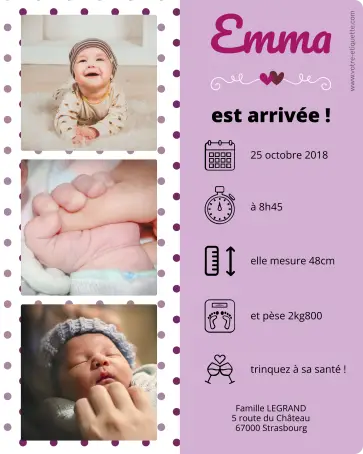 Custom birth label with photo and baby details