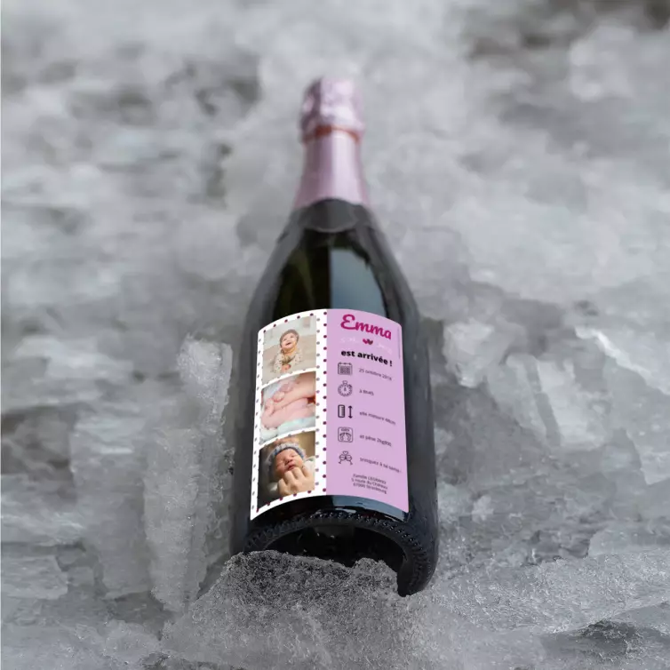 Custom birth label with photo and baby details