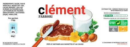 Étiquette personnalisée de pâte à tartiner nutella grand pot