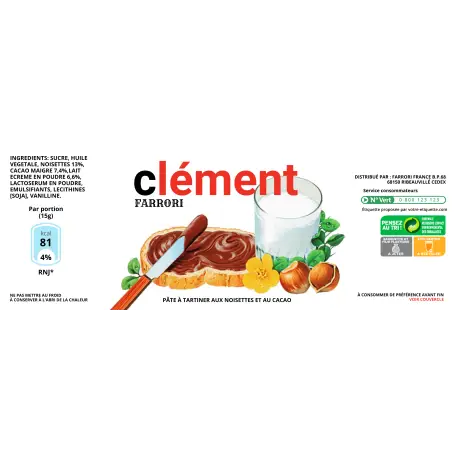 Étiquette personnalisée de pâte à tartiner nutella grand pot