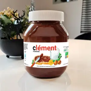 etichetta personalizzata per barattolo grande di crema spalmabile nutella