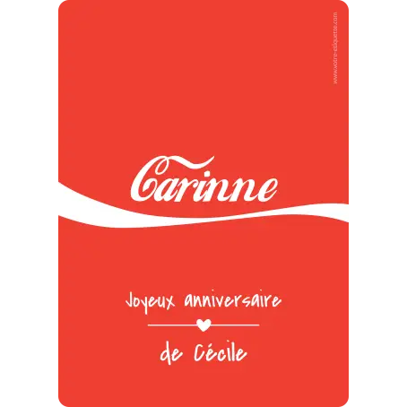 Custom birthday cola label with iconic red and white design
