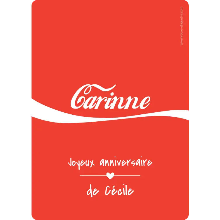 Custom birthday Cola label with iconic red and white design