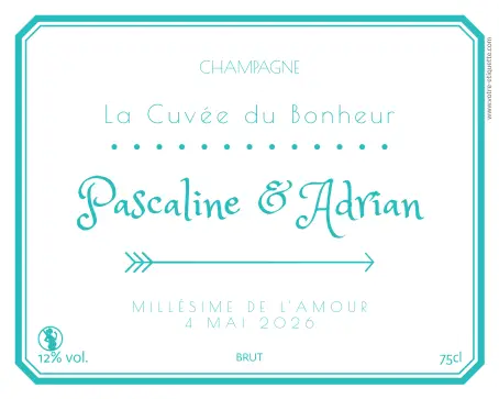 Étiquette personnalisée de champagne pour mariage ou événement spécial