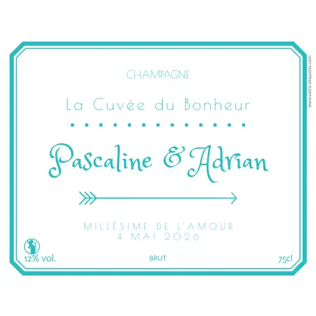 Étiquette personnalisée de champagne pour mariage ou événement spécial