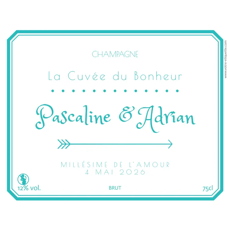 Étiquette personnalisée de champagne pour mariage ou événement spécial