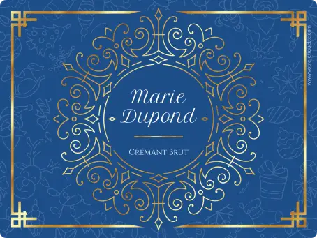 Étiquette personnalisée de crémant brut au design bleu et or