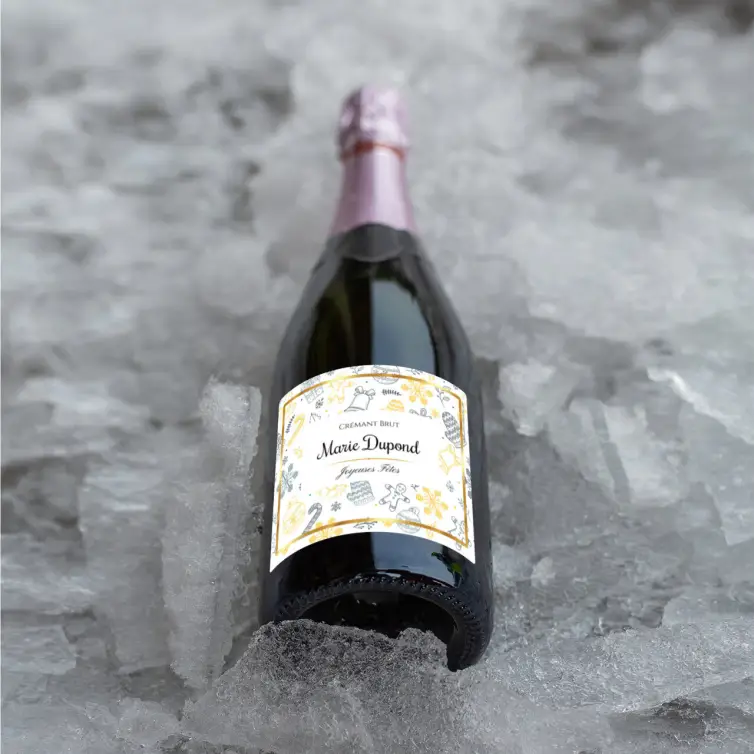 Étiquette personnalisée de crémant et Champagne pour les fêtes de fin d'année