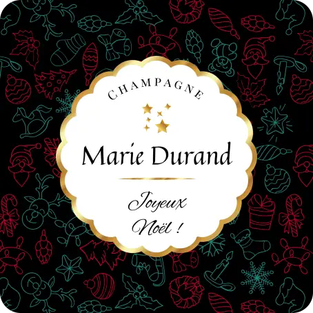 Étiquette personnalisée de champagne pour noël