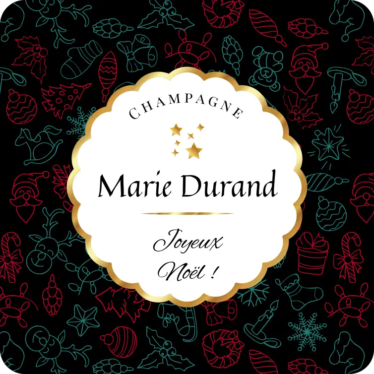 Étiquette personnalisée de champagne pour Noël