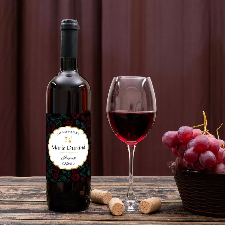 Étiquette personnalisée de champagne pour Noël