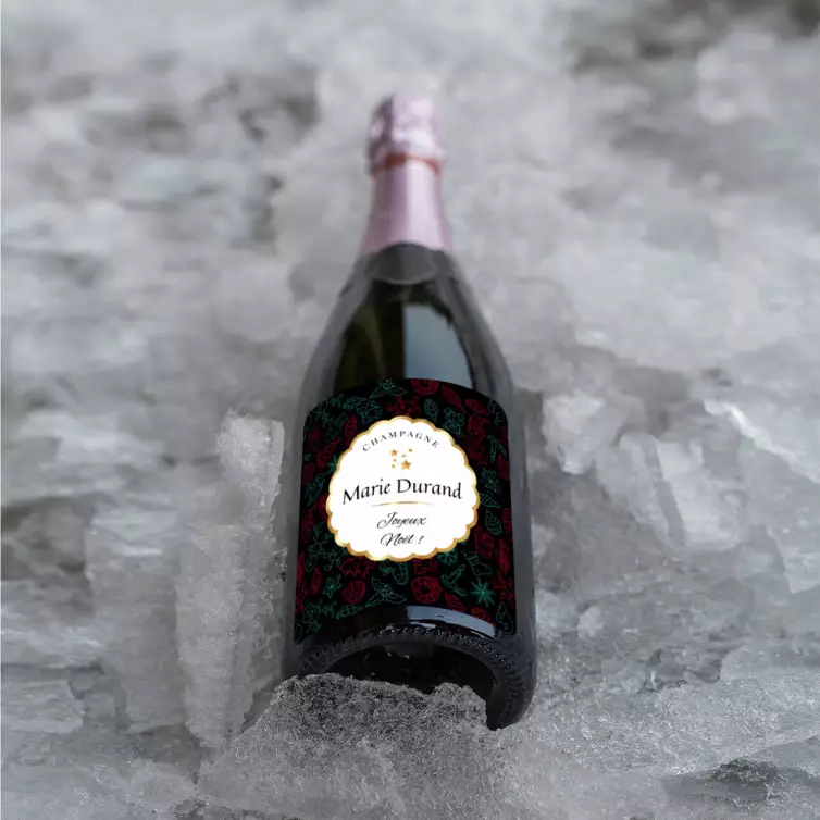 Étiquette personnalisée de champagne pour Noël