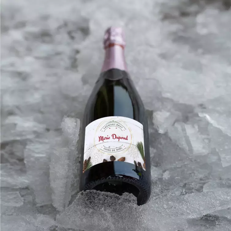 Étiquette personnalisée crémant et champagne pour Noël