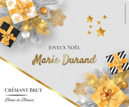 Étiquette personnalisée pour crémant et champagne pour les fêtes de noël