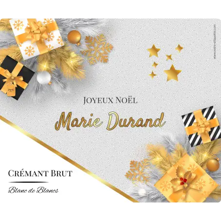 Étiquette personnalisée pour crémant et champagne pour les fêtes de noël