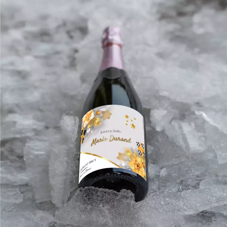 Étiquette personnalisée pour crémant et champagne pour les fêtes de Noël