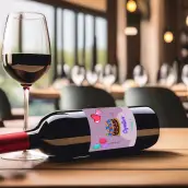 Custom birthday label for child with cake and balloons