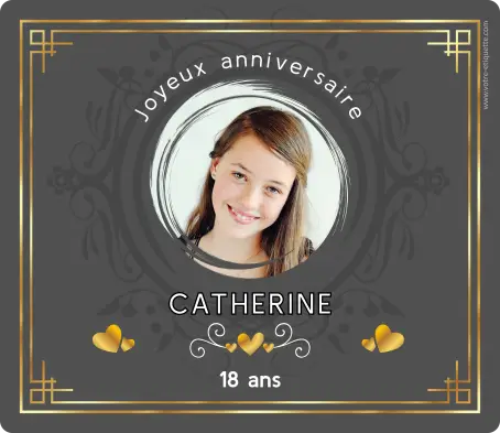Étiquette personnalisée d’anniversaire avec photo et design élégant