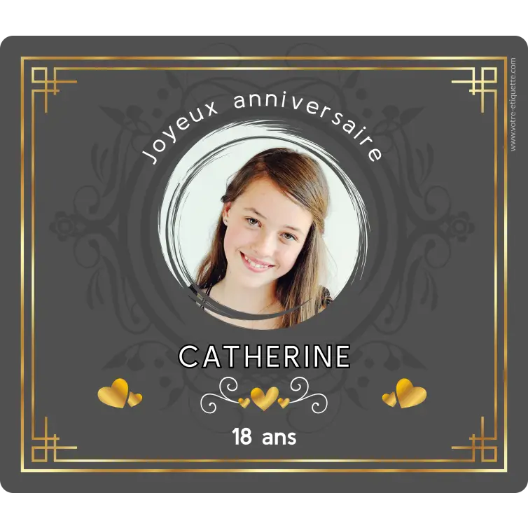 Custom birthday label with photo and elegant design