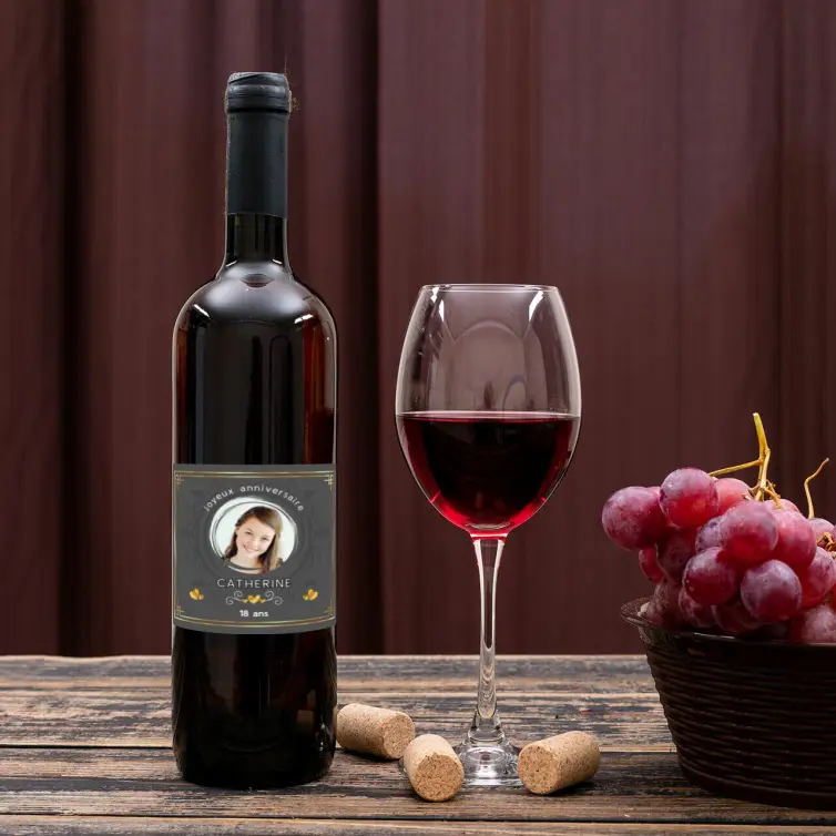 Custom birthday label with photo and elegant design