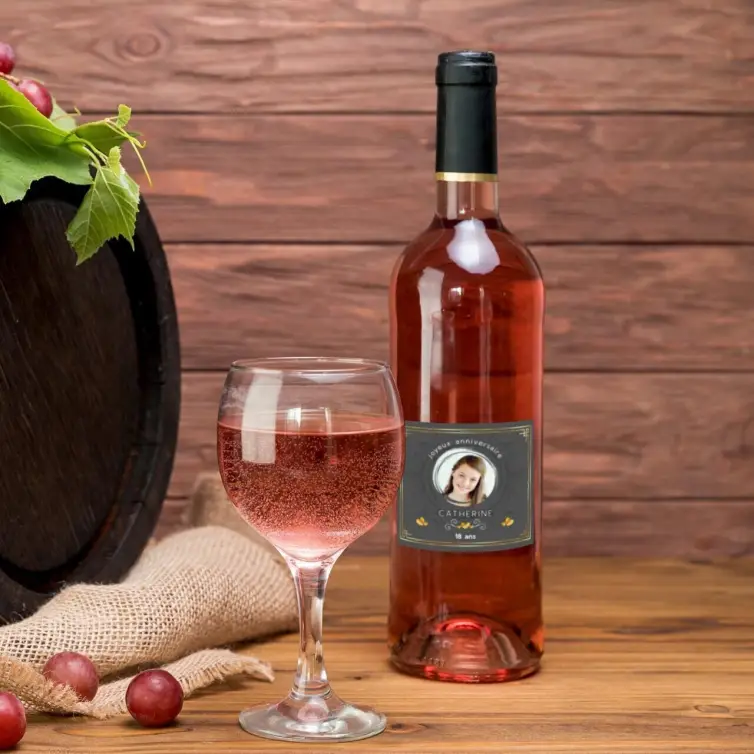 Custom birthday label with photo and elegant design