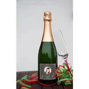 custom birthday label with photo and elegant design