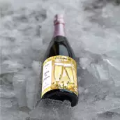 Étiquette de champagne personnalisée pour mariage avec design élégant or