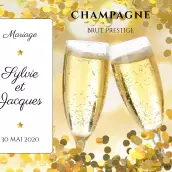 Étiquette de champagne personnalisée pour mariage avec design élégant or