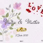 Étiquette de mariage personnalisée romantique avec fleurs et alliance