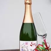 Étiquette de mariage personnalisée romantique avec fleurs et alliance