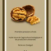 Étiquette personnalisée pour huile de noix vierge extra élégante et professionnelle