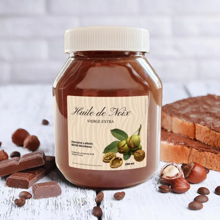 Étiquette personnalisée pour huile de noix vierge extra au design artisanal