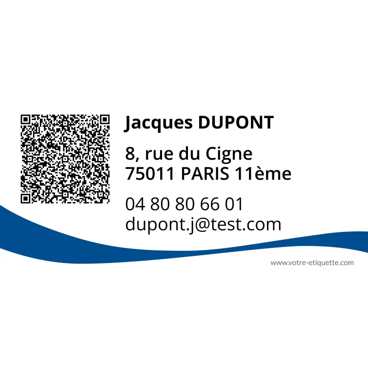 Étiquette professionnelle personnalisée avec QR code pour vos coordonnées