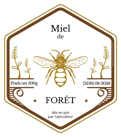 Étiquette personnalisée miel au design apiculteur élégant