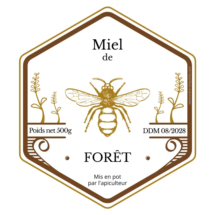 Étiquette personnalisée miel au design apiculteur élégant