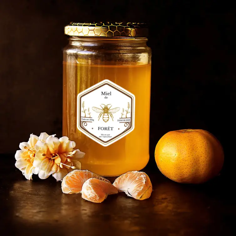 Étiquette personnalisée miel au design apiculteur élégant