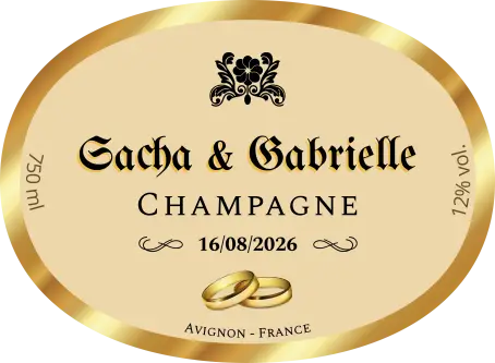 Étiquette personnalisée champagne mariage élégante et raffinée