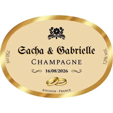 Étiquette personnalisée champagne mariage élégante et raffinée