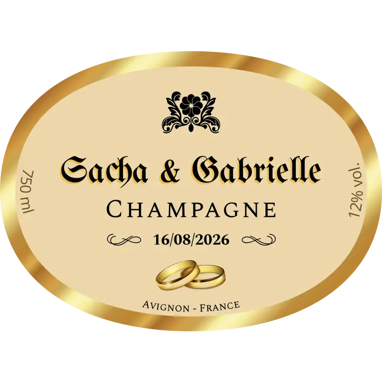 Étiquette personnalisée champagne mariage élégante et raffinée