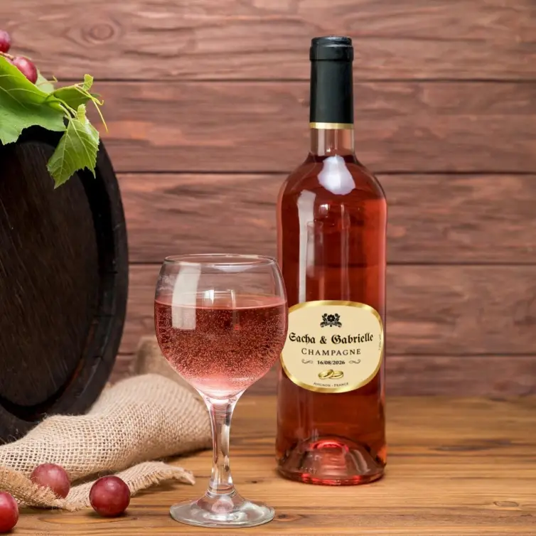 Personalized wedding champagne label elegant and refined