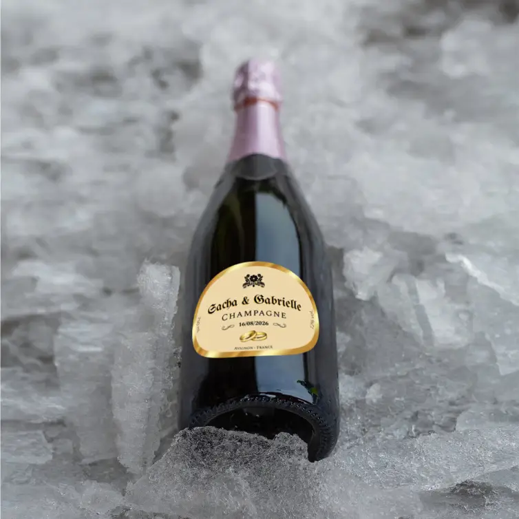 Personalized wedding champagne label elegant and refined