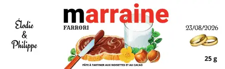 Étiquette personnalisée pâte à tartiner mini nutella pour mariage et événements
