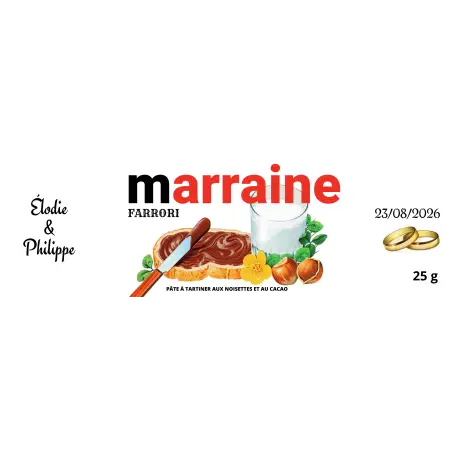 Étiquette personnalisée pâte à tartiner mini nutella pour mariage et événements